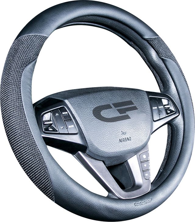 Оплётка на руль CarFashion Urban (размер M, экокожа, цвет ЧЕРНЫЙ/ЧЕРНЫЙ). Артикул 31402