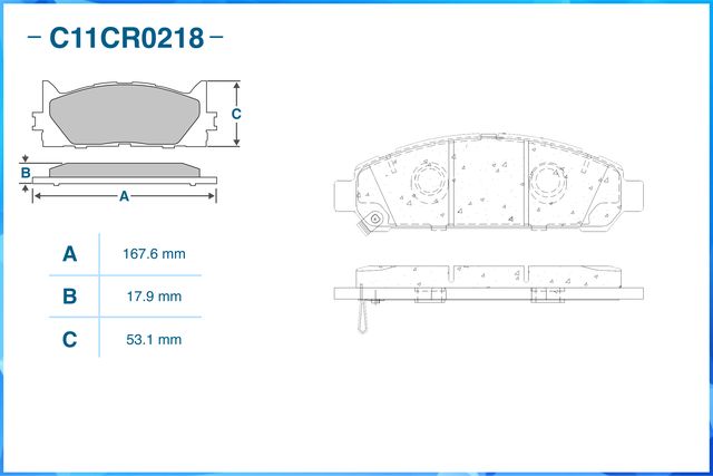 Колодки тормозные передние (Low Metallic) (Cworks). Артикул C11CR0218