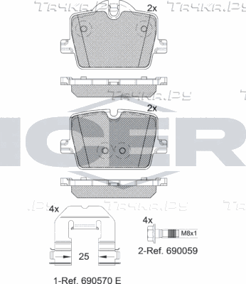 Тормозные колодки Icer задние для Alpina B3 G20 2019-2026. Артикул 182363