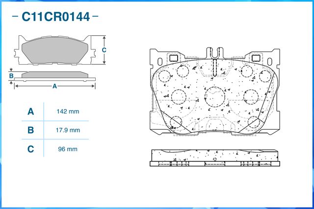Колодки тормозные передние (Low Metallic) (Cworks). Артикул C11CR0144