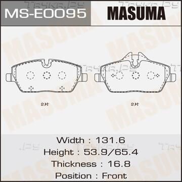 Тормозные колодки Masuma передние для BMW 1 I (E81/E82/E87/E88) 2004-2011. Артикул MS-E0095