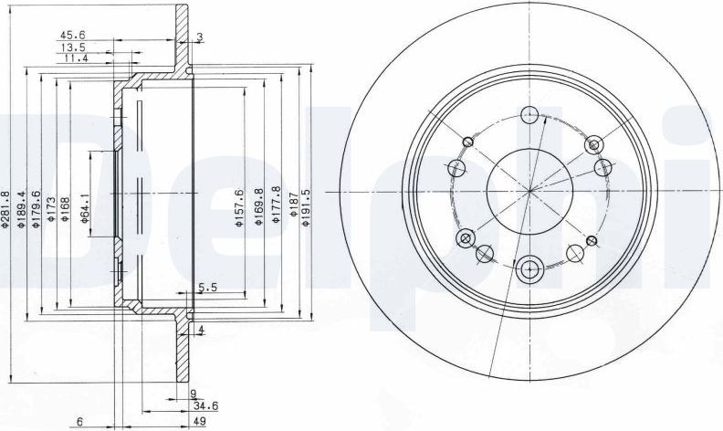 Тормозной диск Delphi. Артикул BG3979