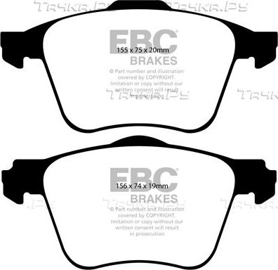 Тормозные колодки EBC Brakes передние для Volvo XC90 I 2002-2014. Артикул DP41690R