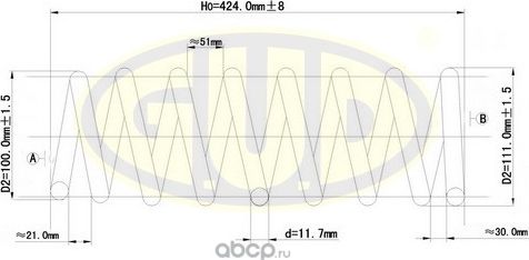 Пружина подвески G.U.D. задняя для BMW 7 IV (E65/E66) 2001-2005. Артикул GCS208451