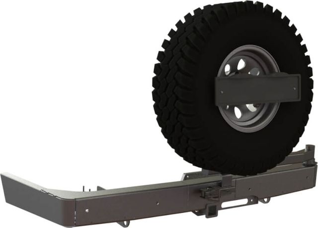 Бампер силовой STC задний для Toyota Land Cruiser Prado 150 2009-2017 с квадратом под фаркоп, площадкой под лебедку, кронштейном крепления запасного колеса по центру и кронштейном крепления гос номера. Артикул STC-TLCP150-BR-W-C1