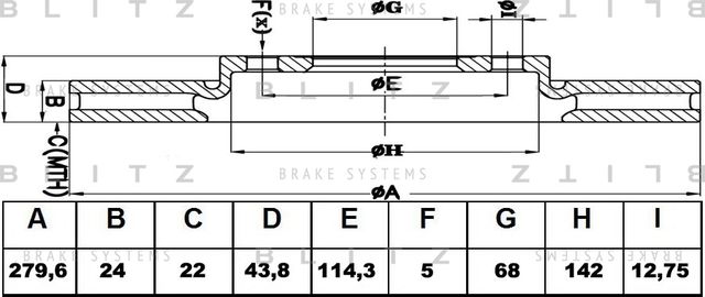 Диск тормозной передний вентилируемый Nissan Juke 2010 (Blitz). Артикул BS0342