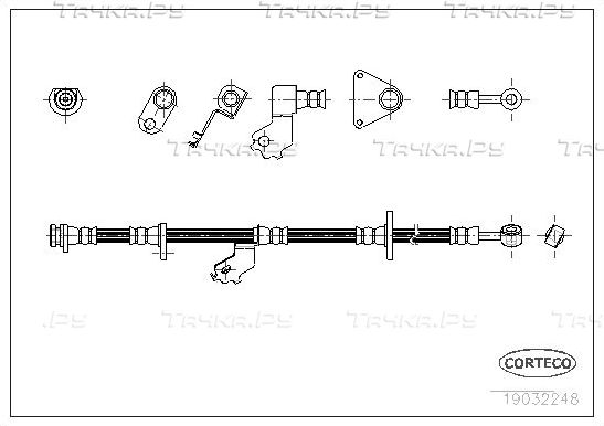 Тормозной шланг Corteco передний левый для Honda Civic VI 1994-2001. Артикул 19032248