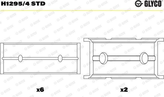 Вкладыши коренные Glyco (алюминий) для Opel Astra K 2015-2026. Артикул H1295/4 STD