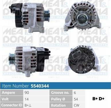 Генератор Meat & Doria для Fiat Panda II 2003-2012. Артикул 5540344