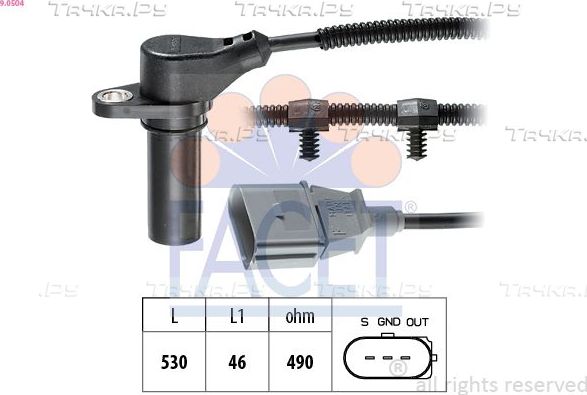 Датчик положения коленвала Facet Made in Italy - OE Equivalent для SEAT Toledo II 1998-2006. Артикул 9.0504