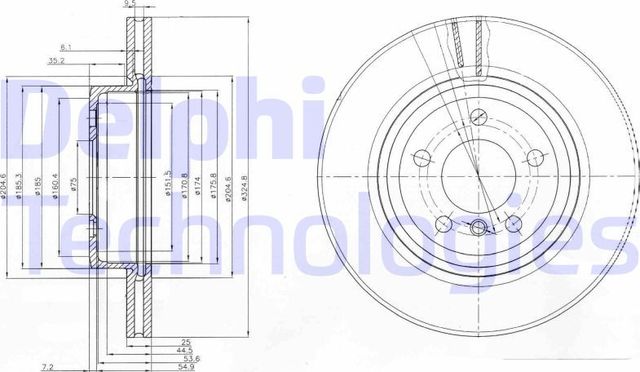 Тормозной диск Delphi передний для BMW X3 I (E83) 2003-2011. Артикул BG3938