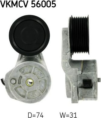 Натяжной ролик (натяжитель) приводного поликлинового ремня SKF для Scania R 2004-2015. Артикул VKMCV 56005
