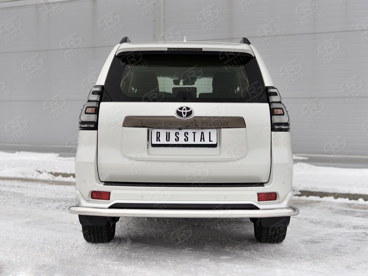 Защита RusStal заднего бампера d63 секции для Toyota Land Cruiser Prado 150 Black Onyx 2020-2026. Артикул LCPZ-003551