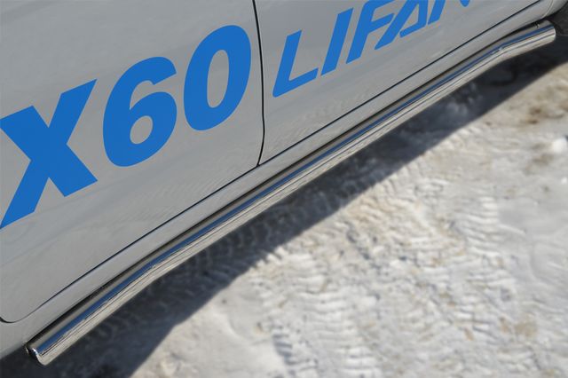 Защита RusStal порогов труба d63 (вариант 3) для Lifan X60 2012-2026. Артикул LFT-0012413