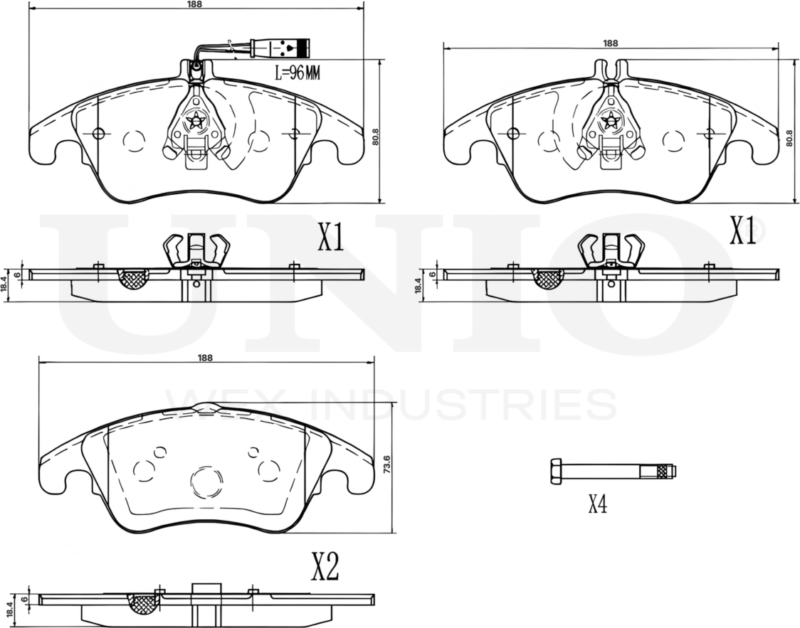 Колодки тормозные дисковые, комплект (Unio). Артикул BRP-20267