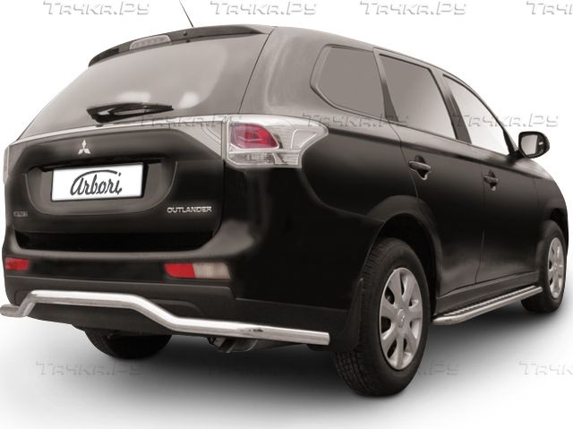 Защита Arbori заднего бампера d57 волна для Mitsubishi Outlander III 2015-2026 Черная. Артикул AFZDAMOUT1510B