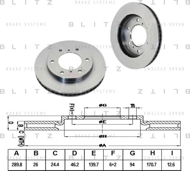 Диск тормозной MITSUBISHI PAJERO 00- перед. вент. (Blitz). Артикул BS0169