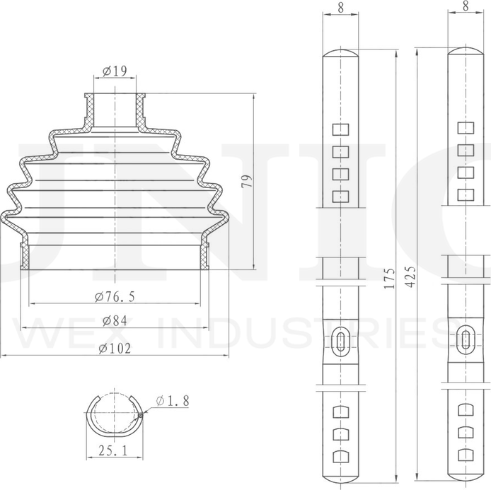 Пыльник ШРУС, комплект (Unio). Артикул DUC-30016K