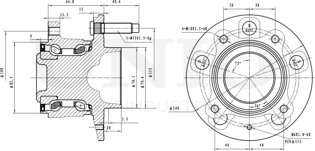 Ступица колеса с интегрированным подшипником (Unio). Артикул HUB-20215