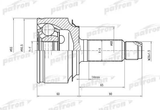 Шрус наружный (граната) Patron передний для Honda Legend IV 2006-2012. Артикул PCV2124