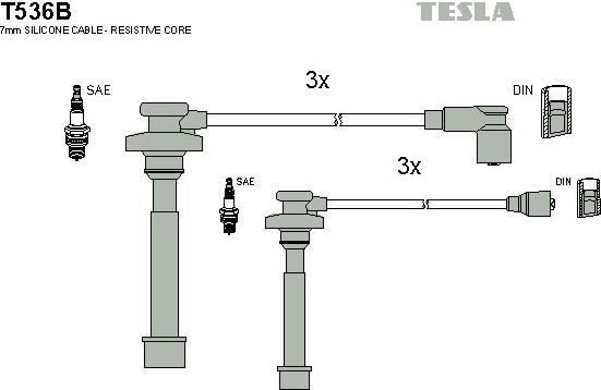 Высоковольтные провода (провода зажигания) (комплект) Tesla. Артикул T536B