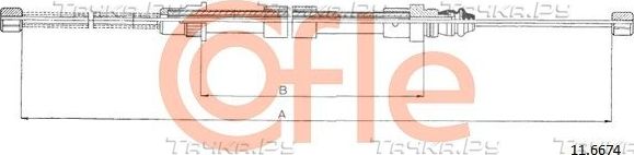 Трос ручника (тросик ручного тормоза) Cofle. Артикул 11.6674