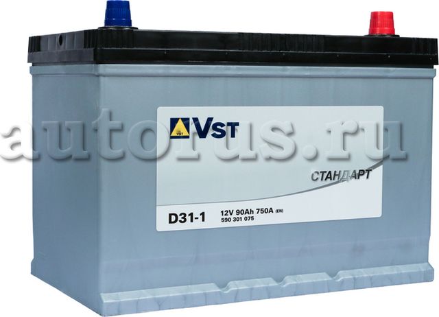 Аккумуляторная батарея V СТАНДАРТ [12V 90Ah 750A] (VST). Артикул 590301075