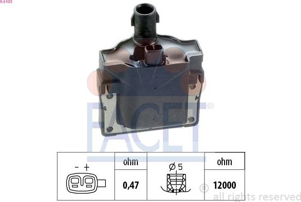Катушка зажигания Facet Made in Italy - OE Equivalent для Toyota Hilux V 1989-1997. Артикул 9.6103