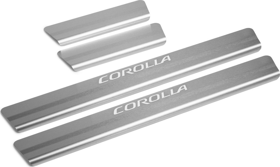 Накладки Rival на пороги (с надписью) для Toyota Corolla E210 2018-2026. Артикул NP.5716.3
