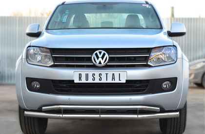 Защита RusStal переднего бампера d63 (секции) d42 (секции) для Volkswagen Amarok 2010-2015. Артикул VAKZ-001560