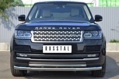 Защита RusStal переднего бампера d63 (секции) d42 (дуга) для Land Rover Range Rover Vogue IV 2013-2023. Артикул LRV-001441