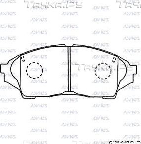 Тормозные колодки Advics передние для Toyota Chaser V (X90) 1992-1996. Артикул SN102