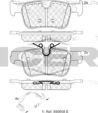 Тормозные колодки Icer задние для Volvo S60 III 2019-2026. Артикул 182494