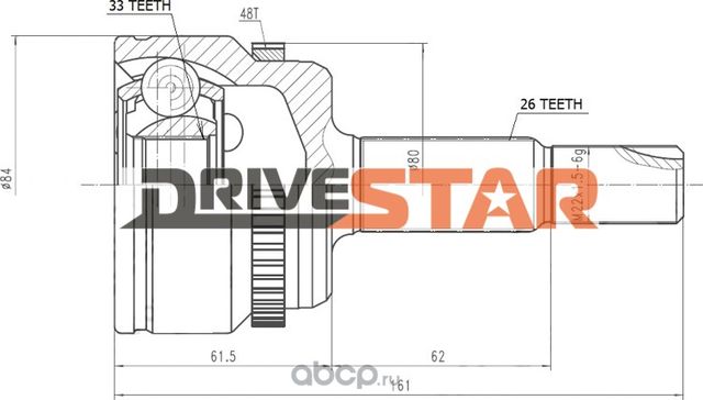 ШРУС НАРУЖНЫЙ 33x70x26 (Drivestar). Артикул OCJT0019F