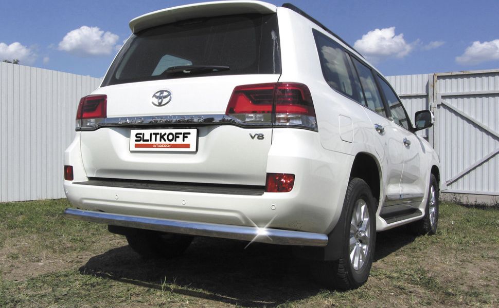 Защита Slitkoff заднего бампера d76 для Toyota Land Cruiser 200 рестайлинг 2015-2021. Артикул TLC2-15-009