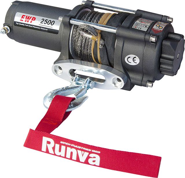 Лебёдка электрическая 12V Runva 2500A lbs 1140 кг для квадроцикла (синтетический трос). Артикул EWP2500ASR