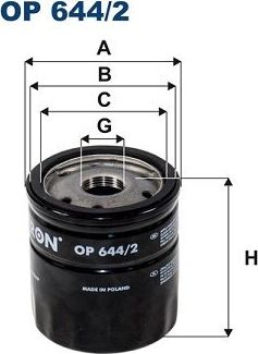 Масляный фильтр Filtron для Alfa Romeo Giulia II (952) 2016-2026. Артикул OP 644/2