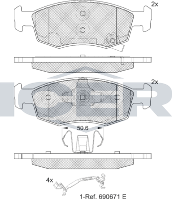 Тормозные колодки Icer для Fiat Panda III 2012-2026. Артикул 182422