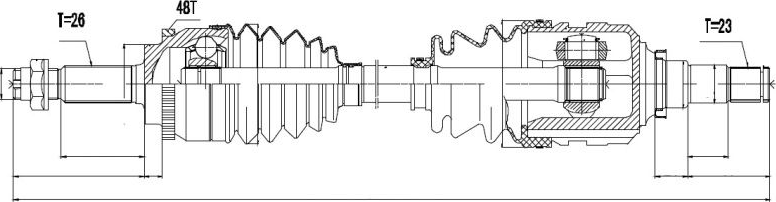 Полуось (привод в сборе, приводной вал) NTY. Артикул NPW-TY-056