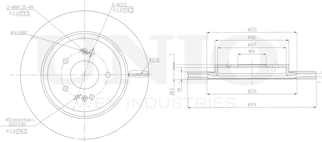 Диск тормозной (Unio). Артикул BRD-20585