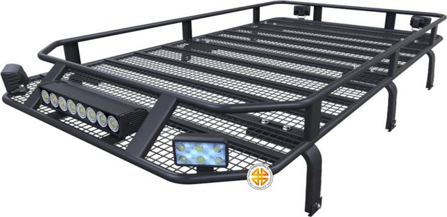 Багажник экспедиционный Podgotoffka 2100х1200х120 мм с сеткой и креплениями на водостоки для Mitsubishi Delica PD6W 1994-2026. Артикул PGT-B.121.03