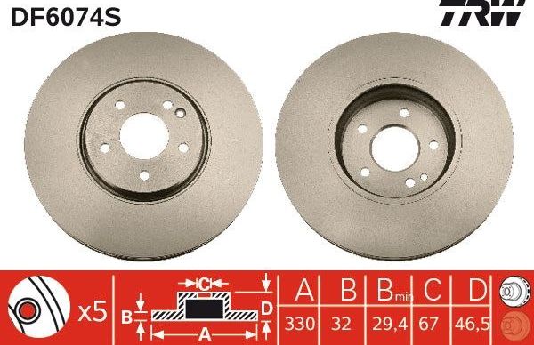 Тормозной диск TRW. Артикул DF6074S