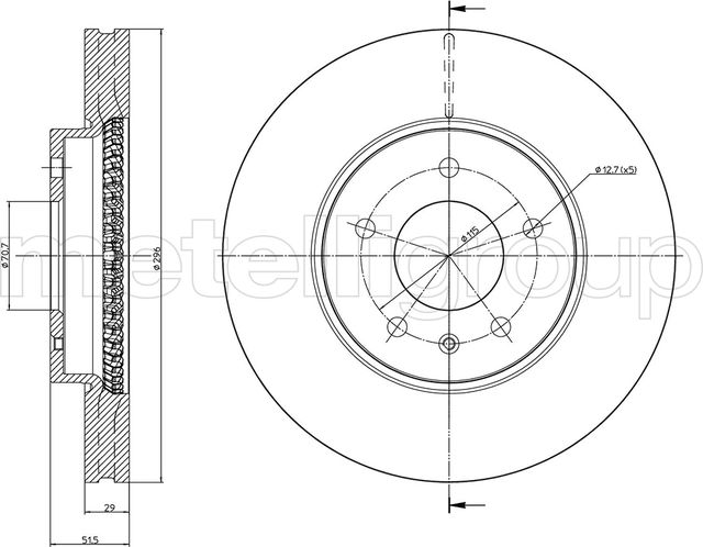 Тормозной диск Metelli передний для Opel Antara I 2006-2017. Артикул 23-0894C