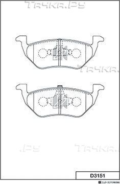 Тормозные колодки MK Kashiyama задние для Mazda Tribute I 2000-2008. Артикул D3151
