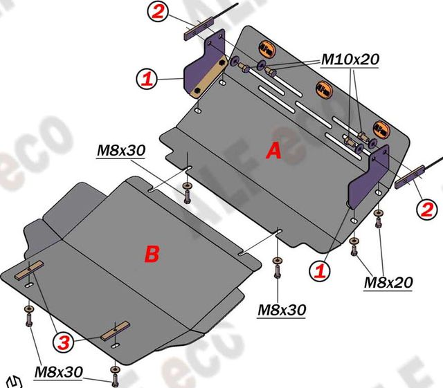 Защита Alfeco для радиатора и картера Mitsubishi Pajero II 1991-2000. Артикул ALF.14.50