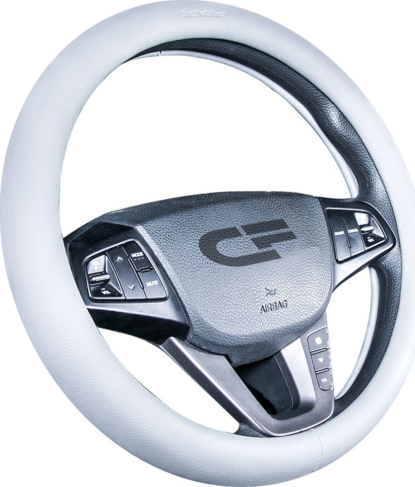 Оплётка на руль CarFashion Platinum (размер M, экокожа, цвет ТЕМНО-СЕРЫЙ). Артикул 31444