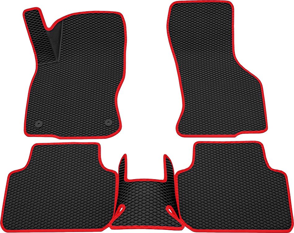 Коврики Rezkon 3D EVA ромб резиновые для салона Skoda Octavia A8 2019-2026 Красный кант. Артикул 9230010404