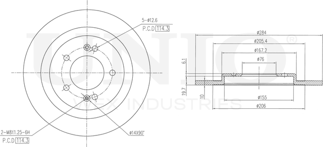 Диск тормозной (Unio). Артикул BRD-20377