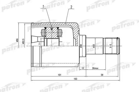 Шрус внутренний (граната) Patron передний левый для Acura MDX II 2007-2009. Артикул PCV1513