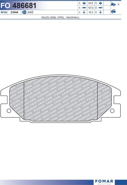 Тормозные колодки Fomar передние для Isuzu Elf (N-Series) IV (NHR5_) 1985-1992. Артикул FO 486681